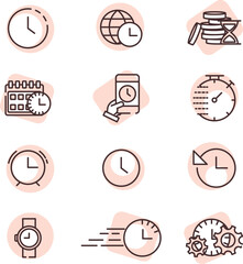 Time icon set, illustration, vector on white background.