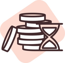 Hourglass timer, illustration, vector on white background.