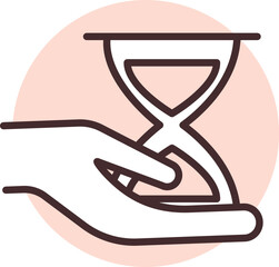 Holding hourglass, illustration, vector on white background.