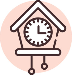 Bird house clock, illustration, vector on white background.