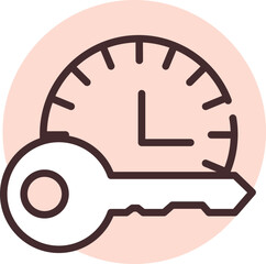 Time key, illustration, vector on white background.