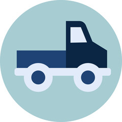 Blue pickup truck, illustration, vector on white background.