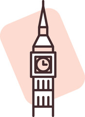 Big Ben London, illustration, vector on white background.