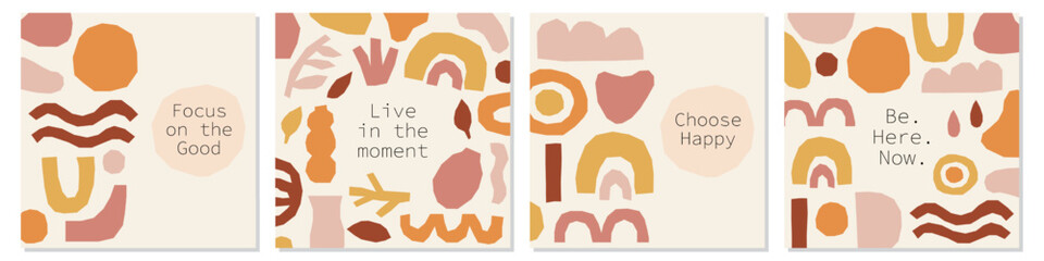 Every day motivation as set of creative trendy abstract backgrounds