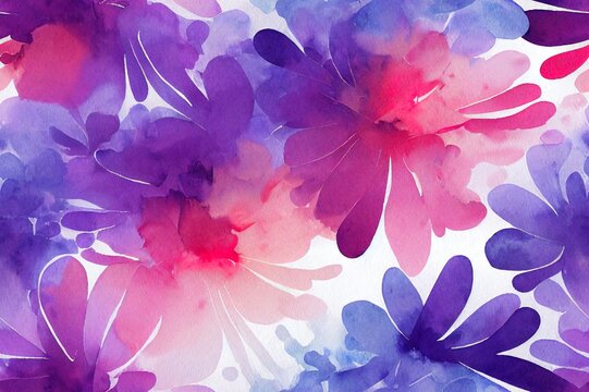 Seamless beautiful watercolor abstract digital flower bouquet pattern on background, texture fabric floral pattern. High quality illustration