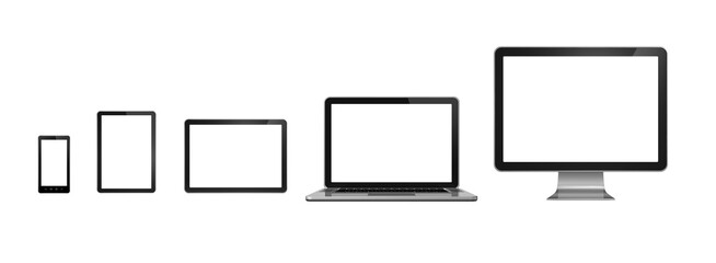 computer, laptop, mobile phone and digital tablet pc