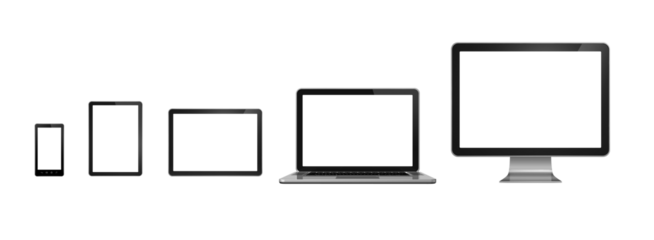 computer, laptop, mobile phone and digital tablet pc