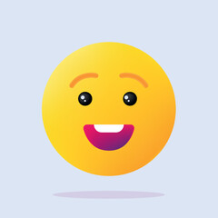 Happy icon emotion. Yellow emoticon. Vector illustration in cartoon 3D style