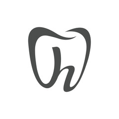 Letter H with dental logo design. Dentist logo design