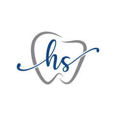 Letter HS with dental logo design. Dentist logo design