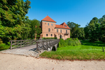 Oporowski Castle build in the Gothic style in the years 1434 - 1449. Oporow, Lodz Voivodeship, Poland