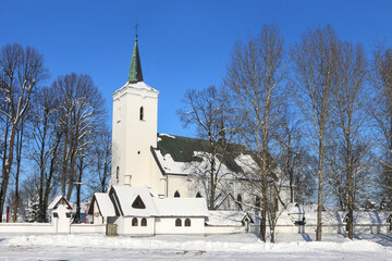 Fototapeta na wymiar LUDZMIERZ, POLAND - JANUARY 18, 2021: A Sanctuary of Our Lady in Ludzmierz.