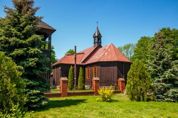 Fototapeta na wymiar St. Stanislaw the Bishop's Church in Brodnia, village in Lodzkie voivodeship, Poland.