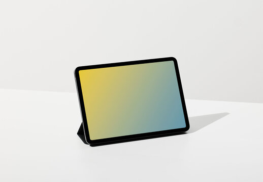Smart Tablet Mockup in Horizontal Position With White Background