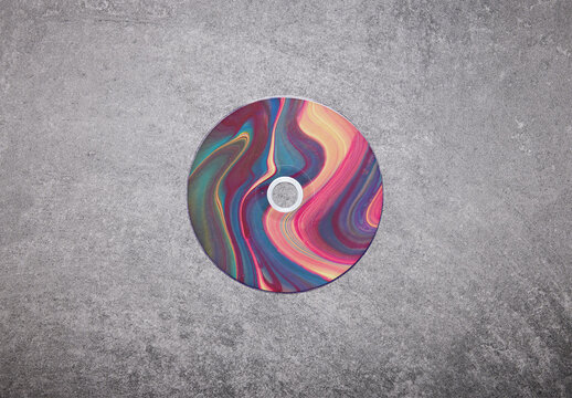 CD Disk Mockup With On-Camera Flash