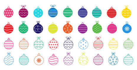 Christmas ball colorful icon.Set of simple christmas balls isolated on white background.Holiday christmas decoration,colored christmas balls.