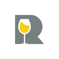 Letter R with wine glass logo design