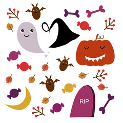 Halloween Design Elements isolated On White