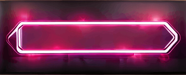 neon rectangle lamp wall sign isolated on transparent, background, banner 
