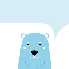Blue Polar Bear with Speach Bubble isolated on White