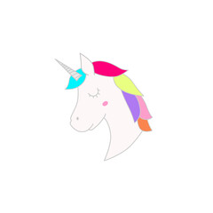 Cartoon Vector Unicorn Head can be used as Logo isolated On White