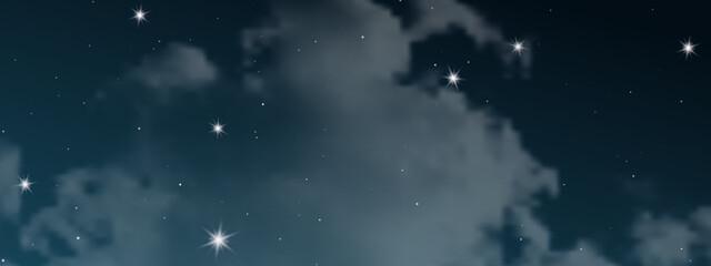 Night sky with clouds and many stars