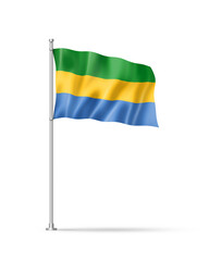 Gabonese flag isolated on white