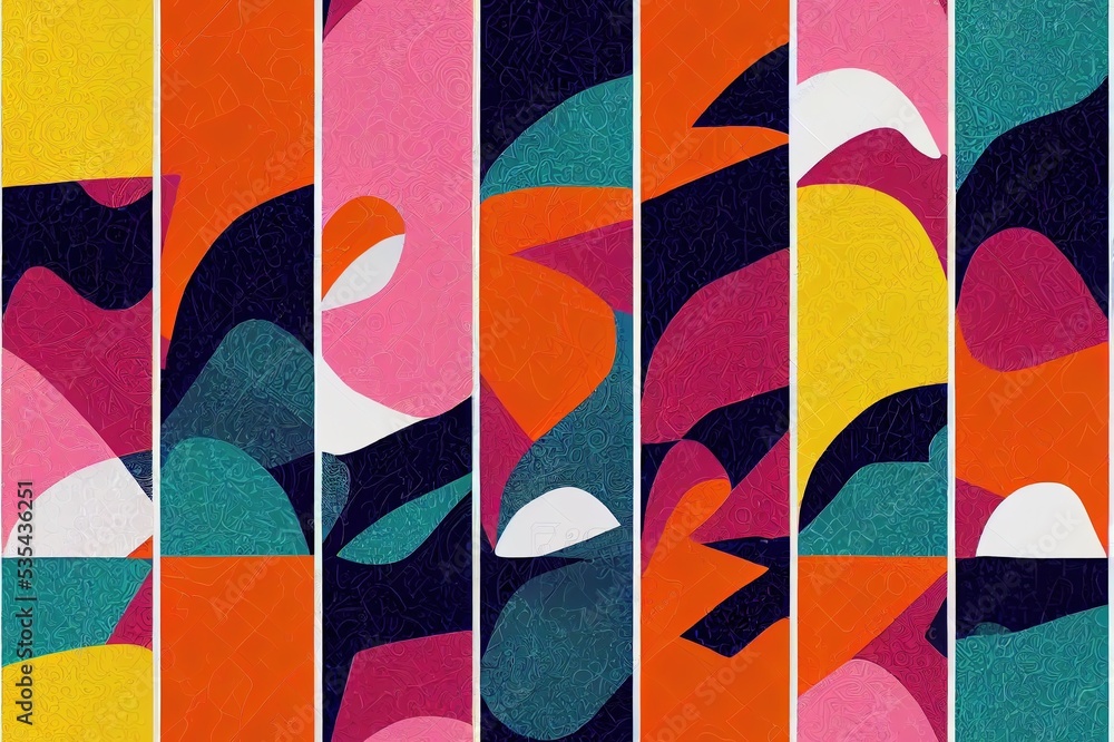 Poster abstract colorful neon print seamless pattern illustration set in retro 80s style. trendy background
