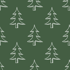 Obraz premium Seamless christmas tree pattern. christmas tree ornament. Doodle illustration with christmas tree