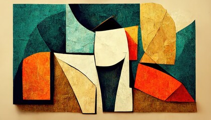 Abstract contemporary minimalism cubism art abstractionism style illustration - obrazy, fototapety, plakaty