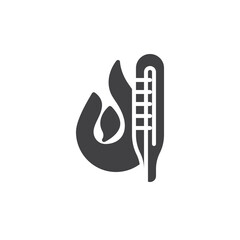 High temperature thermometer vector icon
