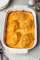 Lazy cabbage rolls with mashed potatoes and sour cream