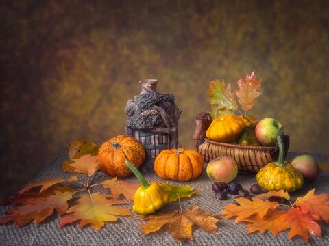 Thanksgiving Day greeting card with pumpkin