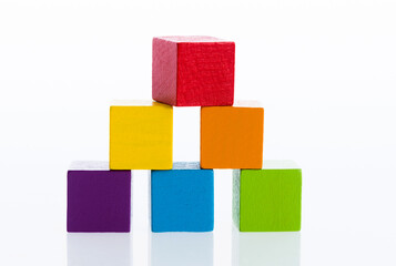 Pyramid of blocks on white background