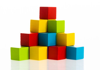 Pyramid of blocks on white background