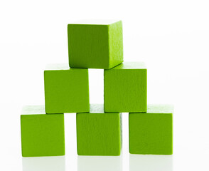 Pyramid of blocks on white background
