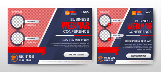 Business Conference live webinar banner invitation and social media post template. Business webinar invitation design. Vector EPS 10