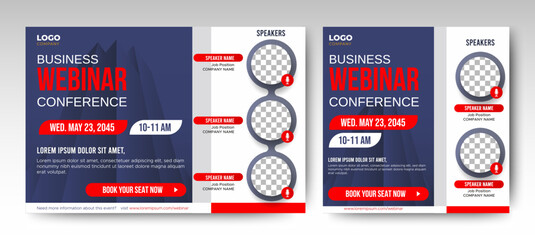 Future of Business live webinar banner invitation and social media post template. Business webinar invitation design. Vector EPS 10