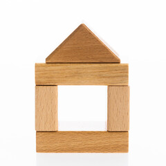 House made from wooden blocks