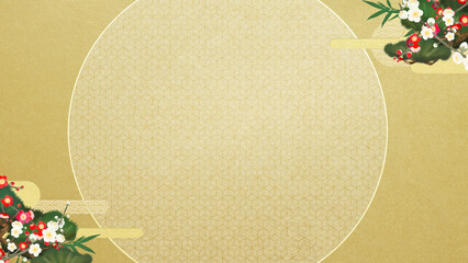 Oriental golden background material depicting auspicious things
