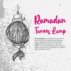 Ramadan Fanoos Lamp Lantern Hand drawing creative chaotic lines doodle