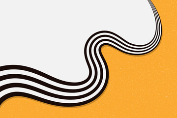 Abstract striped curve lines brake background on orange and white colors in retro and vintage style