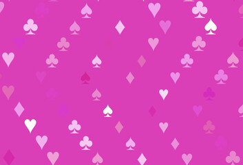 Light Pink vector texture with playing cards.