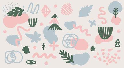 Abstract modern trendy vector illustration. Contemporary design. Doodle y2k set