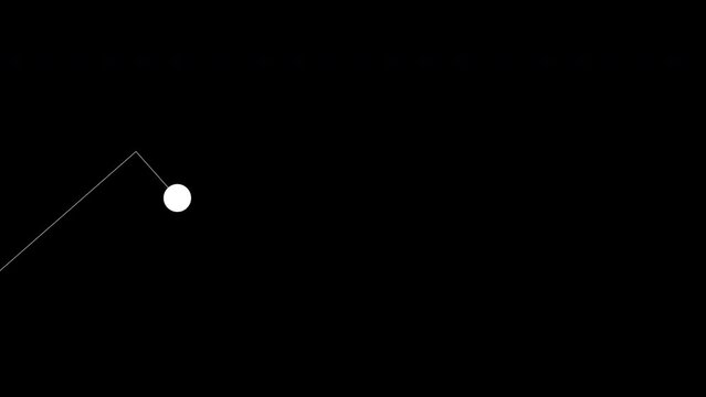 Vector animation of white dot drawing chart of graph, chaotic movement, black background