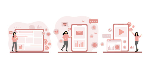 Marketing Flat Bundle Design Illustration