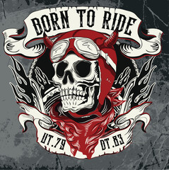 Vintage Biker Skull Emblem
