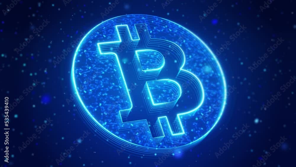 Aufkleber bitcoin digital technology virtual screen hud hologram hi tech loop concept. cripto currency, bitcoi