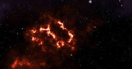 Space background with realistic nebula and shining stars. Outer space shows the beauty of space exploration.  Infinite space background with nebulas and stars.