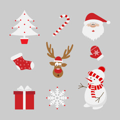 Christmas Icon Set. Vector Illustration